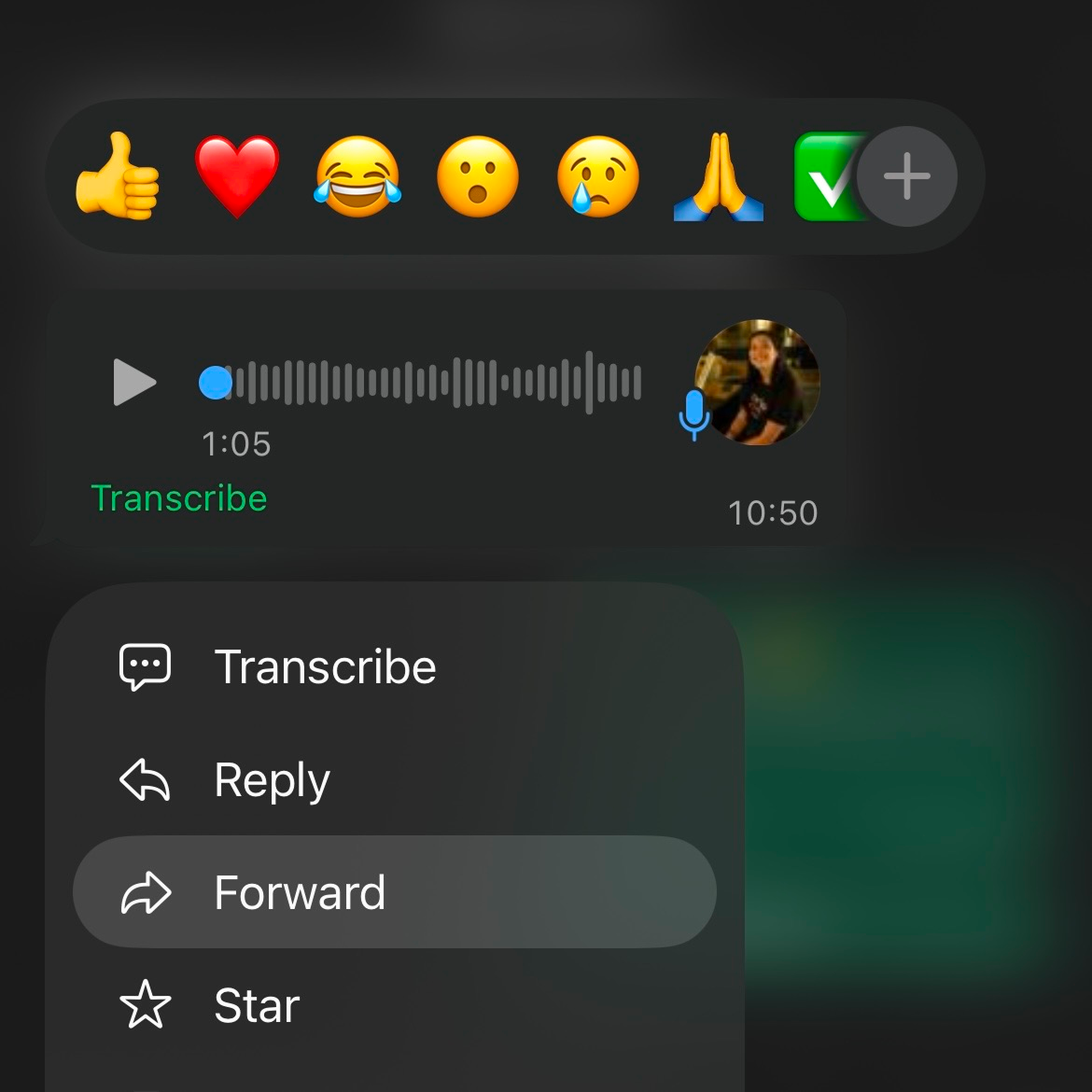 Forwarding a WhatsApp voice note to SpeedyAudios